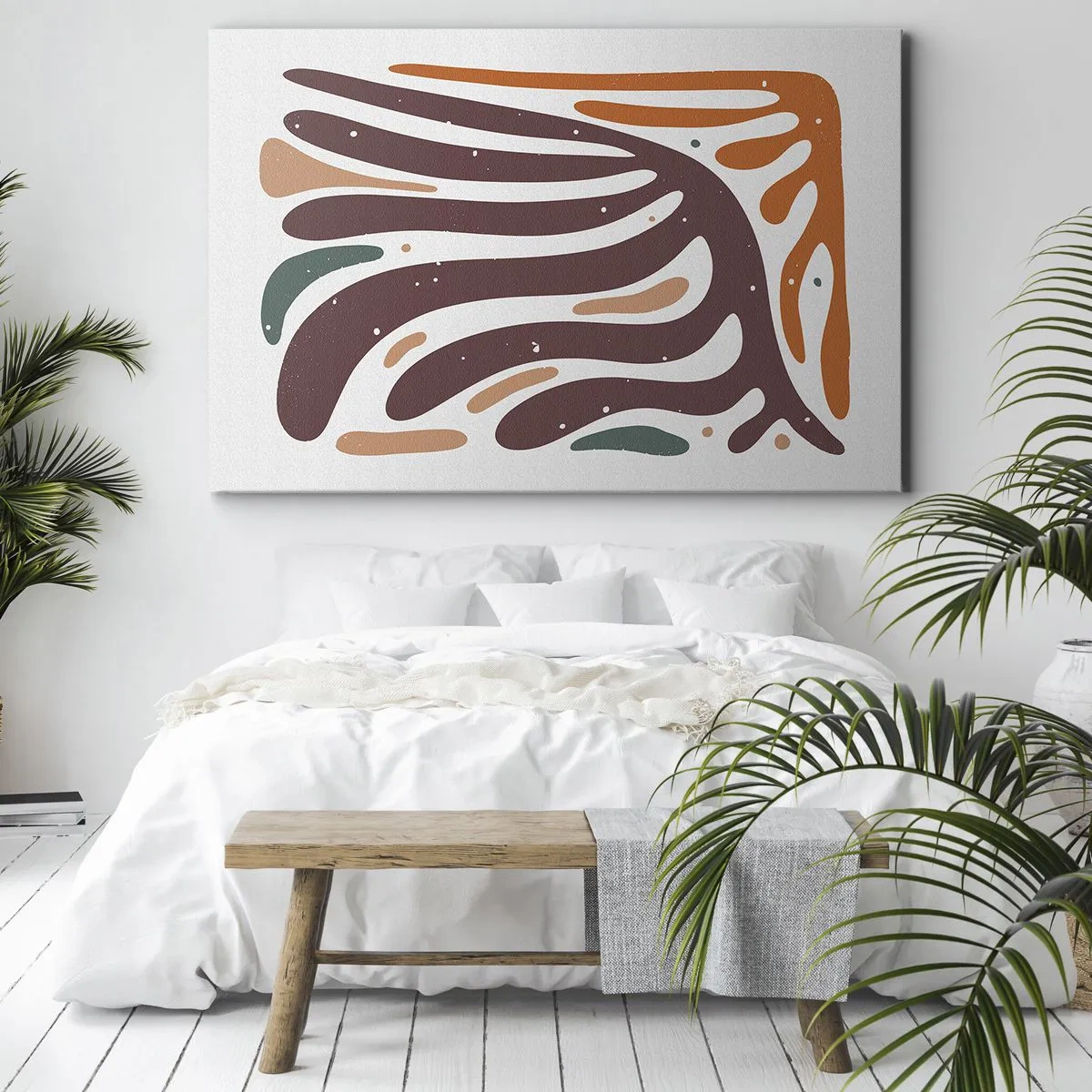Obraz na plátne - Organický vzor so žiarivými líniami v teplých odtieňoch - 70x50cm - Organická a radiálna kompozícia - Moderná nástenná dekorácia do obývacej izby a spálne ARTTOR