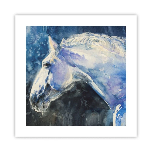 Plagát - Portrét v modrej žiare - 40x40 cm