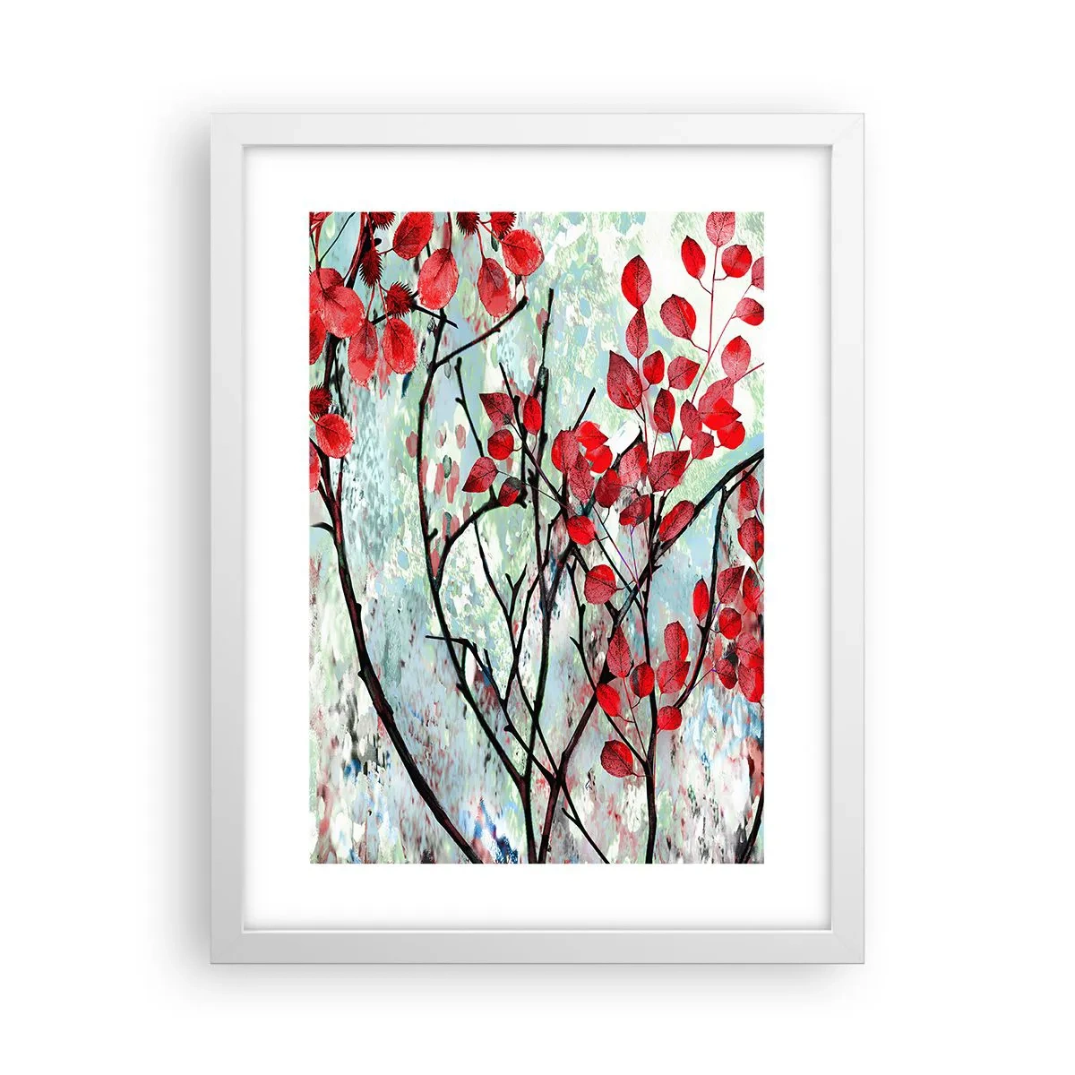 Plagát v bielom ráme - Strom v šarlátovej - 30x40 cm