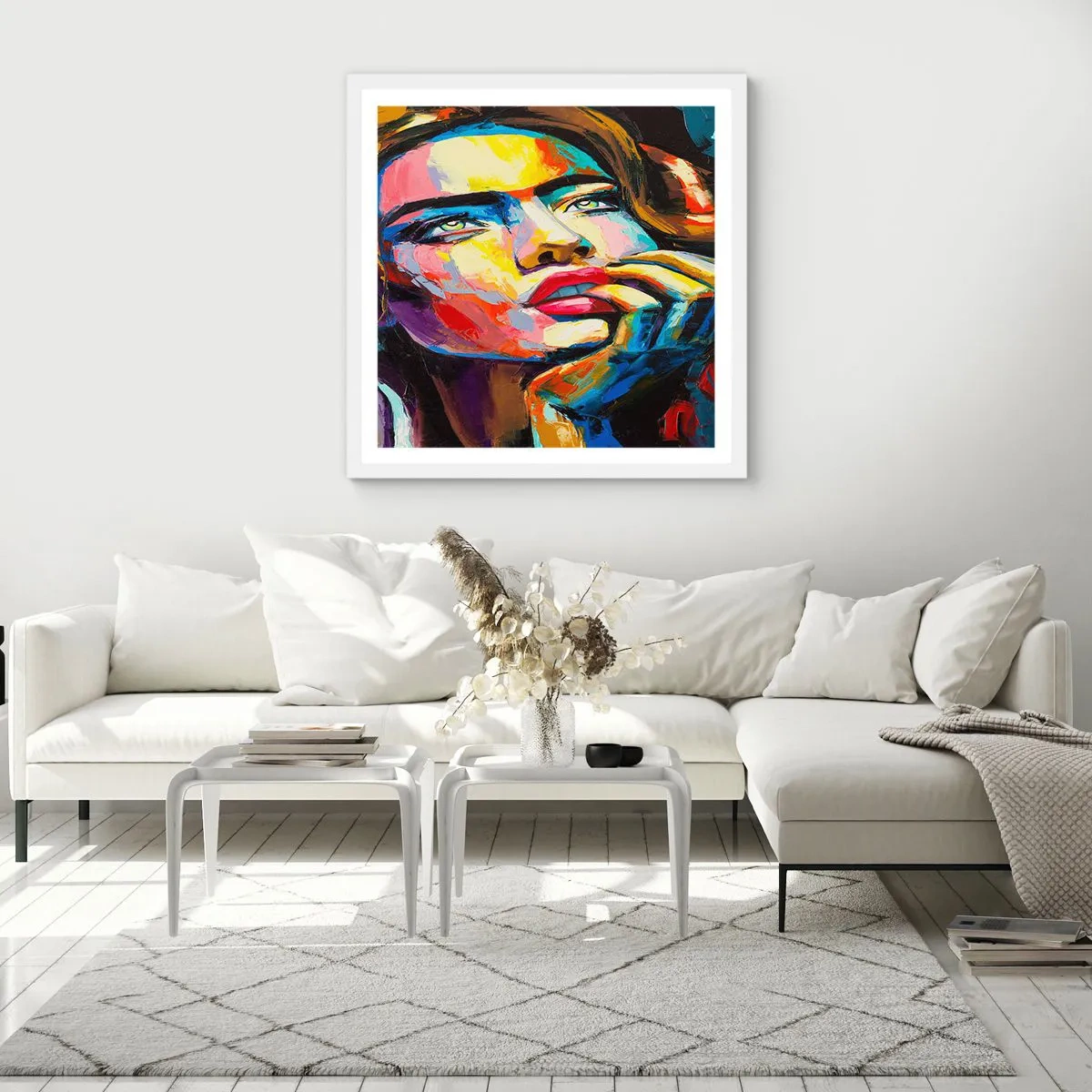 Plagát v bielom ráme - Sny, ako vtáky letia oblohou - 40x40 cm