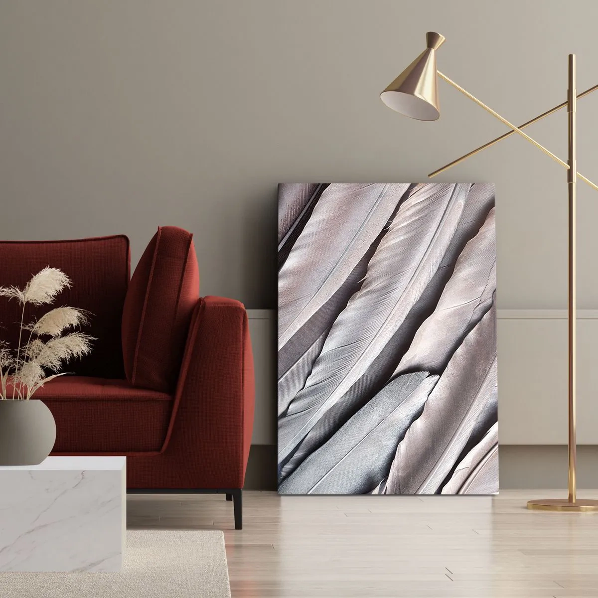 Obraz na plátne - V ružovej a striebornej - 70x100 cm