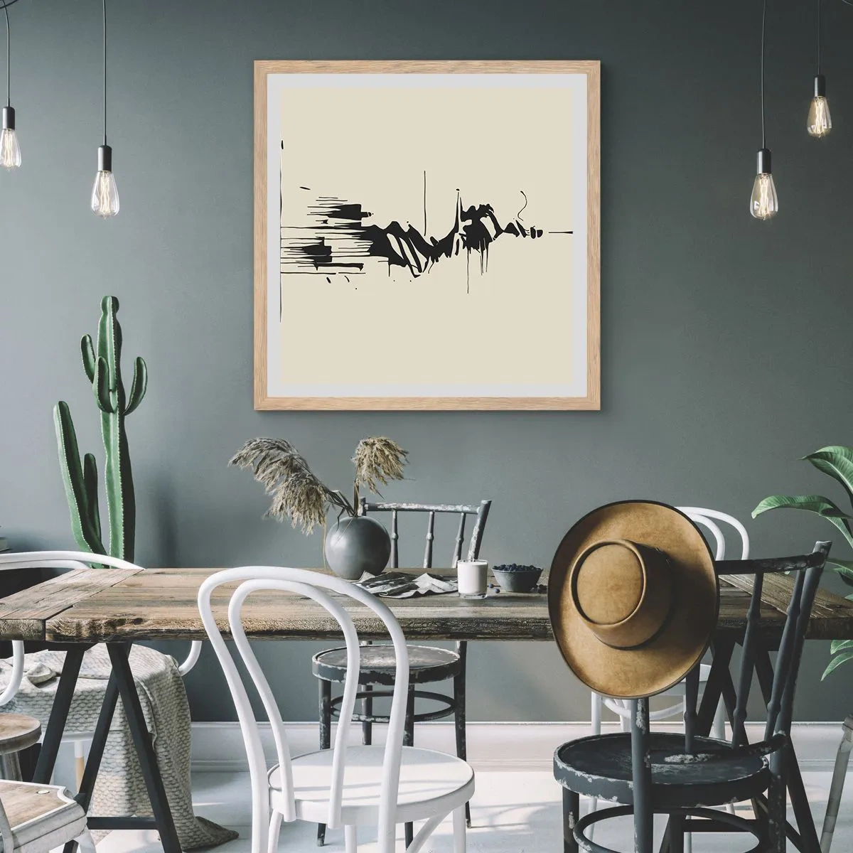 Plagát v ráme zo svetlého duba - Rýchla abstrakcia - 50x50 cm