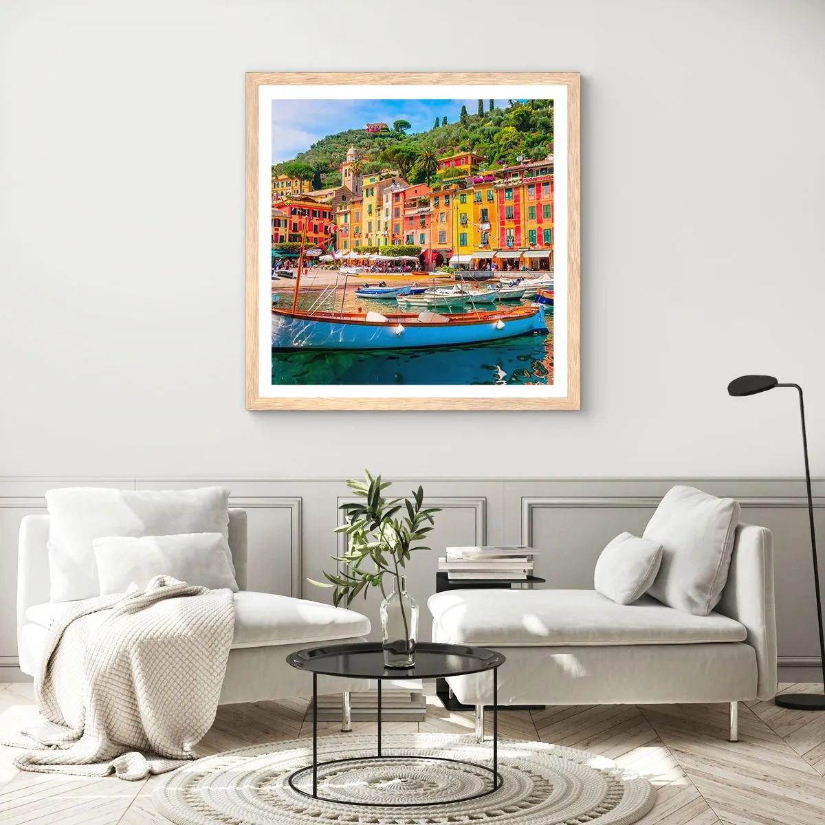 Plagát v ráme zo svetlého duba - Talianske dopoludnie - 30x30 cm