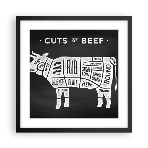 Plagát v čiernom ráme - Šlabikár mäsiara - 40x40 cm