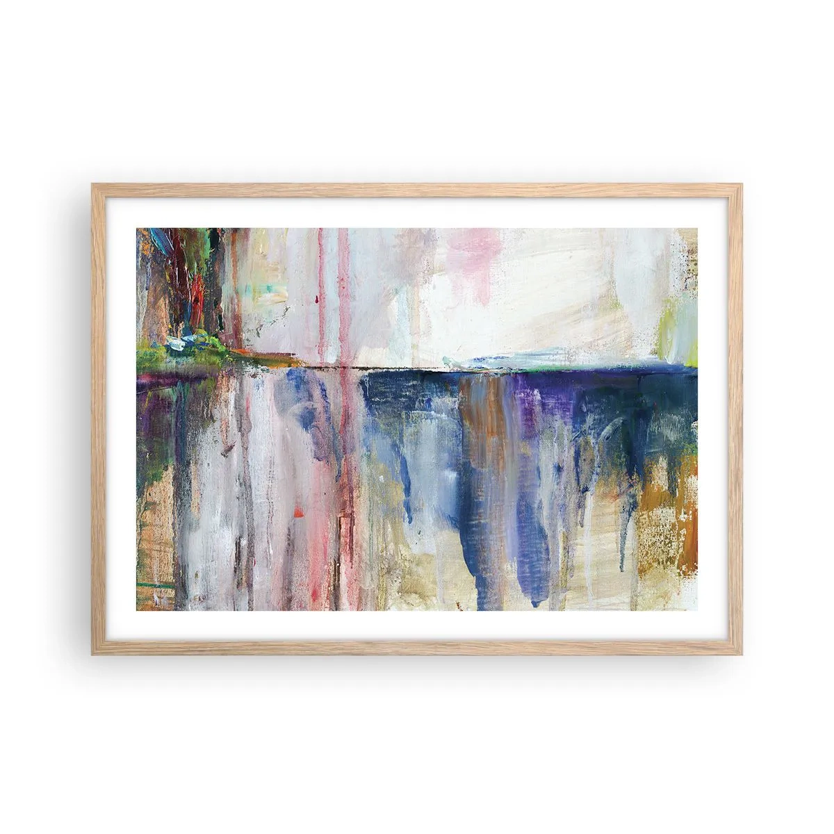 Plagát v ráme zo svetlého duba - Farebné dojmy a asociácie - 70x50 cm