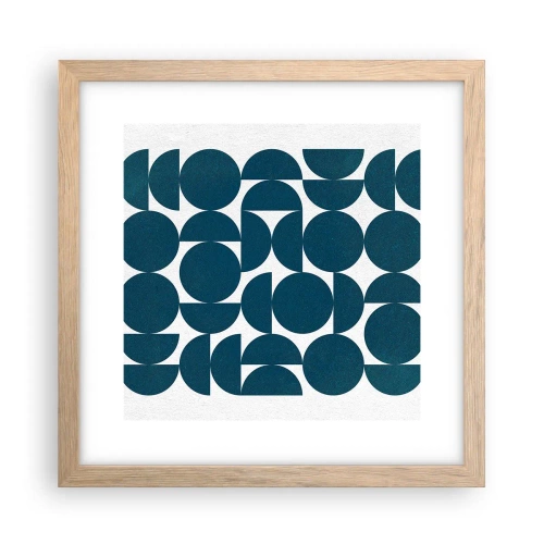 Plagát v ráme zo svetlého duba - Kruhy a polkruhy - 30x30 cm