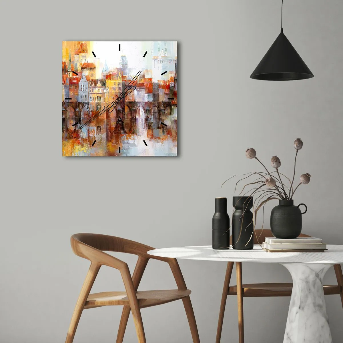 Nástenné hodiny - Pod mostom je tiež krásne - 40x40 cm