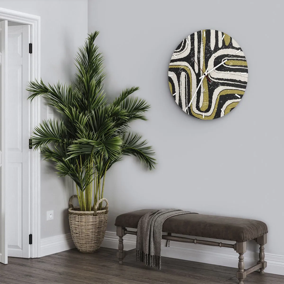 Nástenné hodiny - Kompozícia: trakty a uličky - 40x40 cm