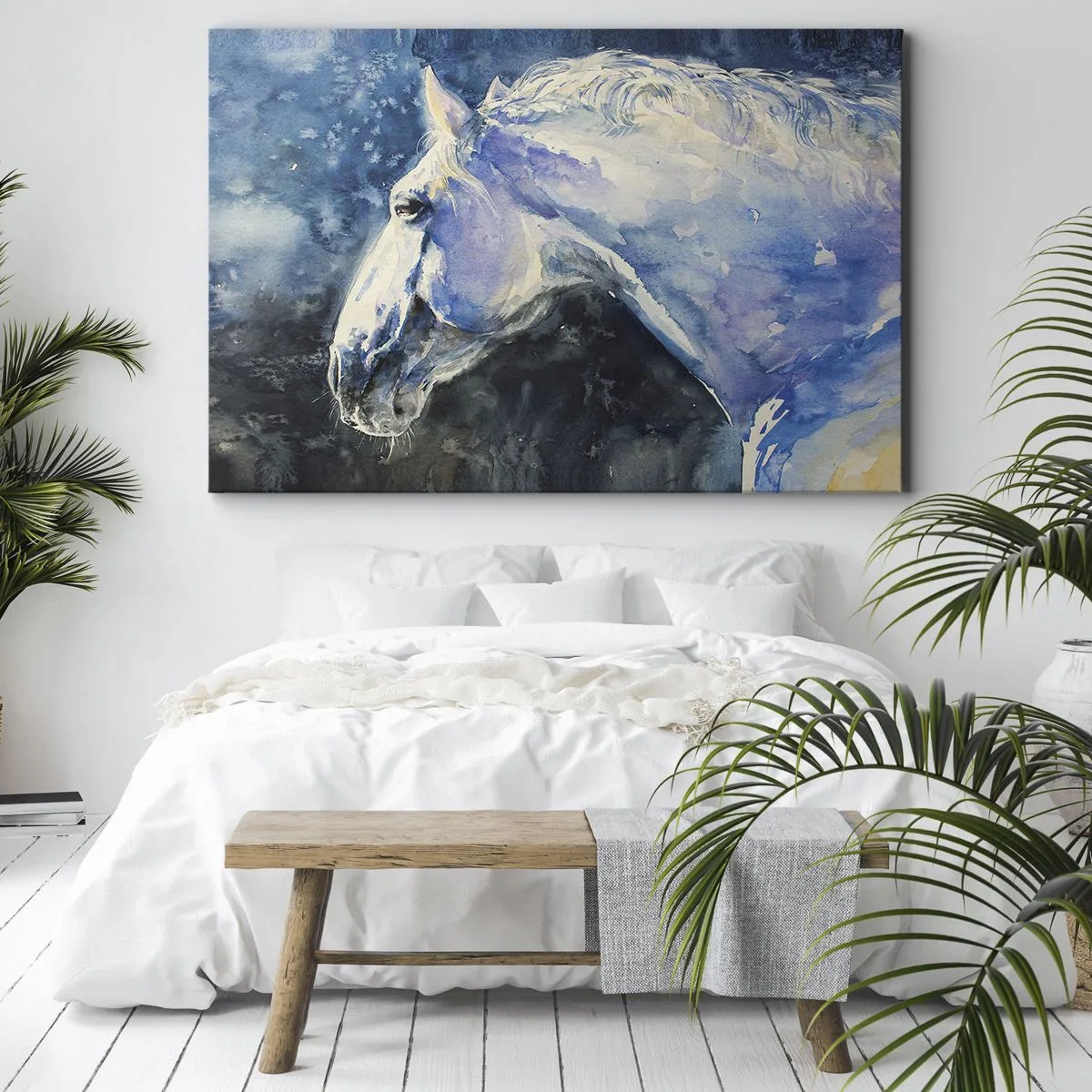 Obraz na plátne - Portrét v modrej žiare - 100x70 cm