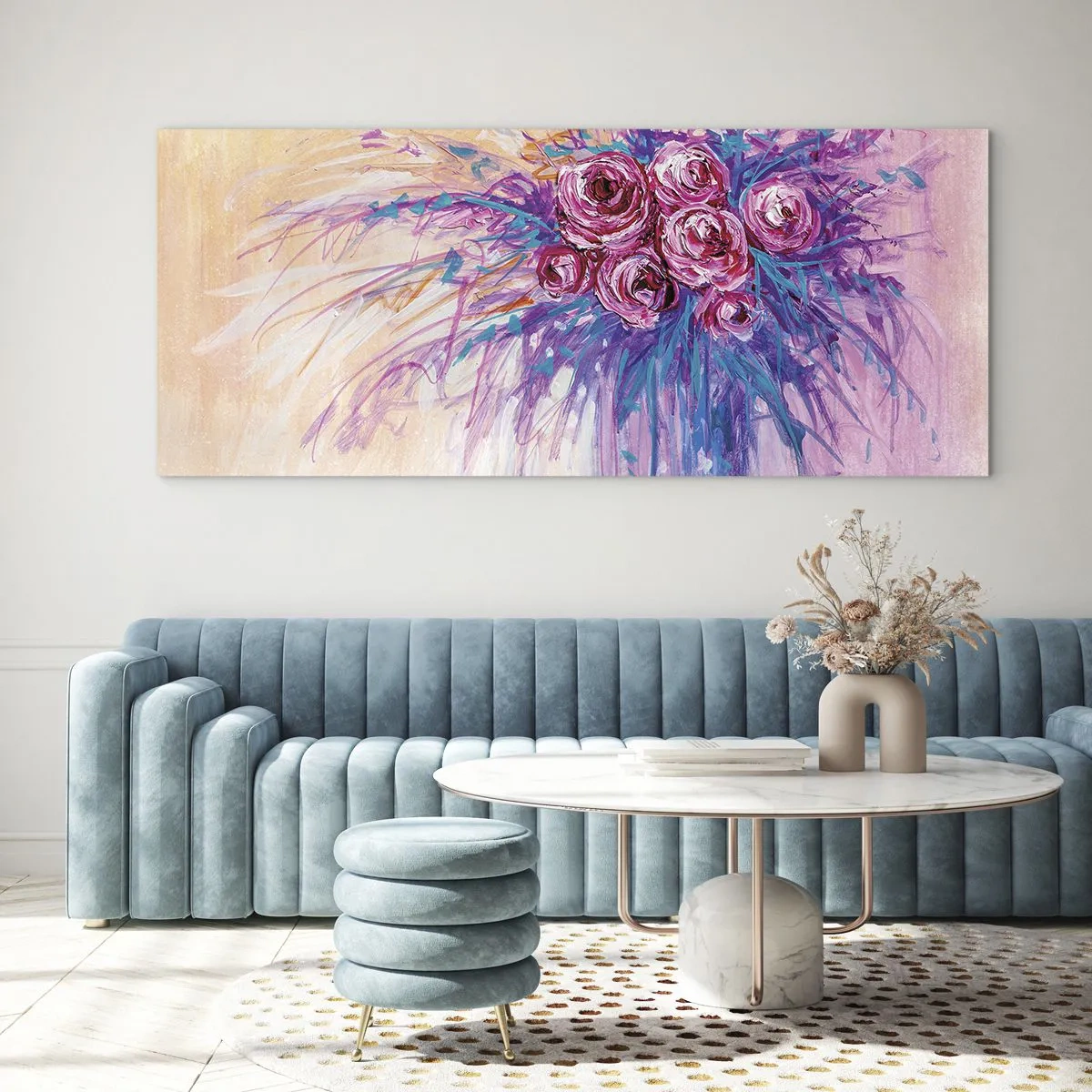 Obraz na skle - Ružová fontána - 120x50 cm