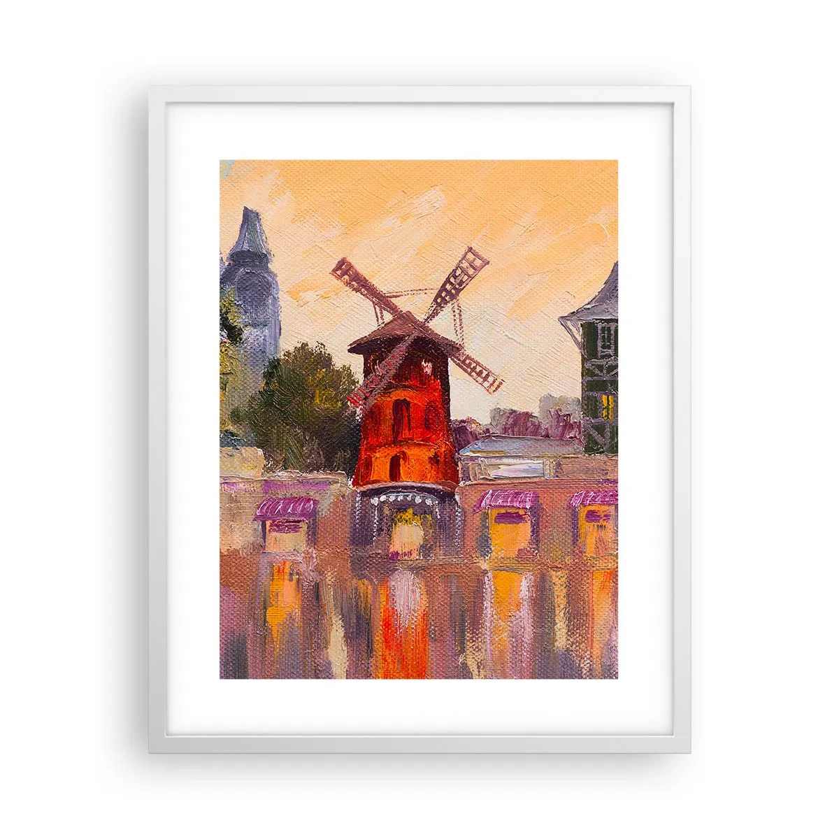 Plagát v bielom ráme - Parížske ikony – Moulin Rouge - 40x50 cm