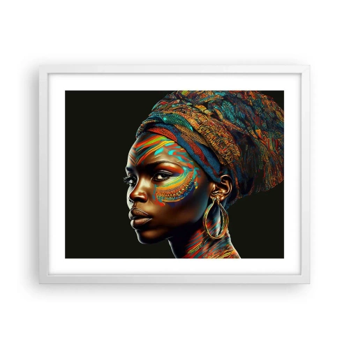 Plagát v bielom ráme - Africká kráľovná - 50x40 cm