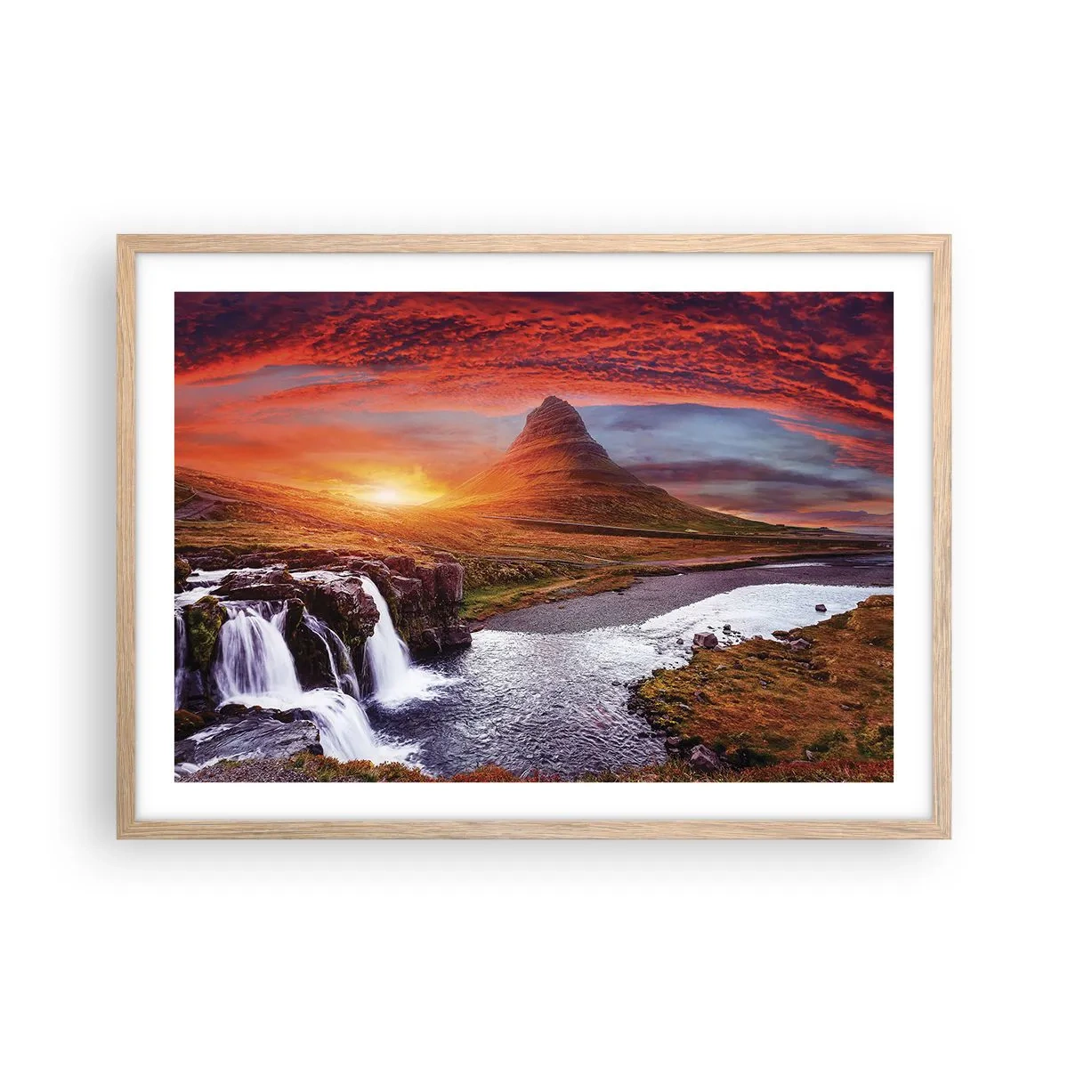 Plagát v ráme zo svetlého duba - Pohľad na Stredozem - 70x50 cm