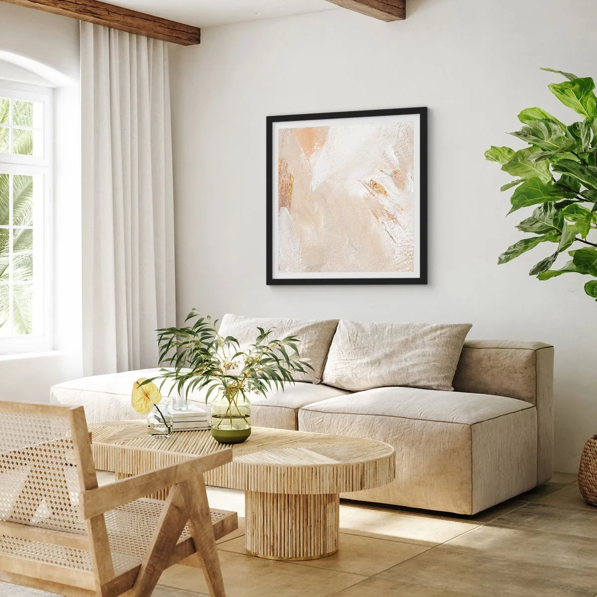 Plagát v čiernom ráme - Pastelová kompozícia - 50x50 cm