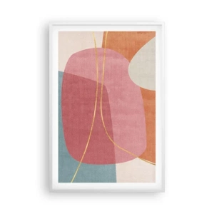 Plagát v bielom ráme - Pastelová kompozícia so zlatou niťou - 61x91 cm
