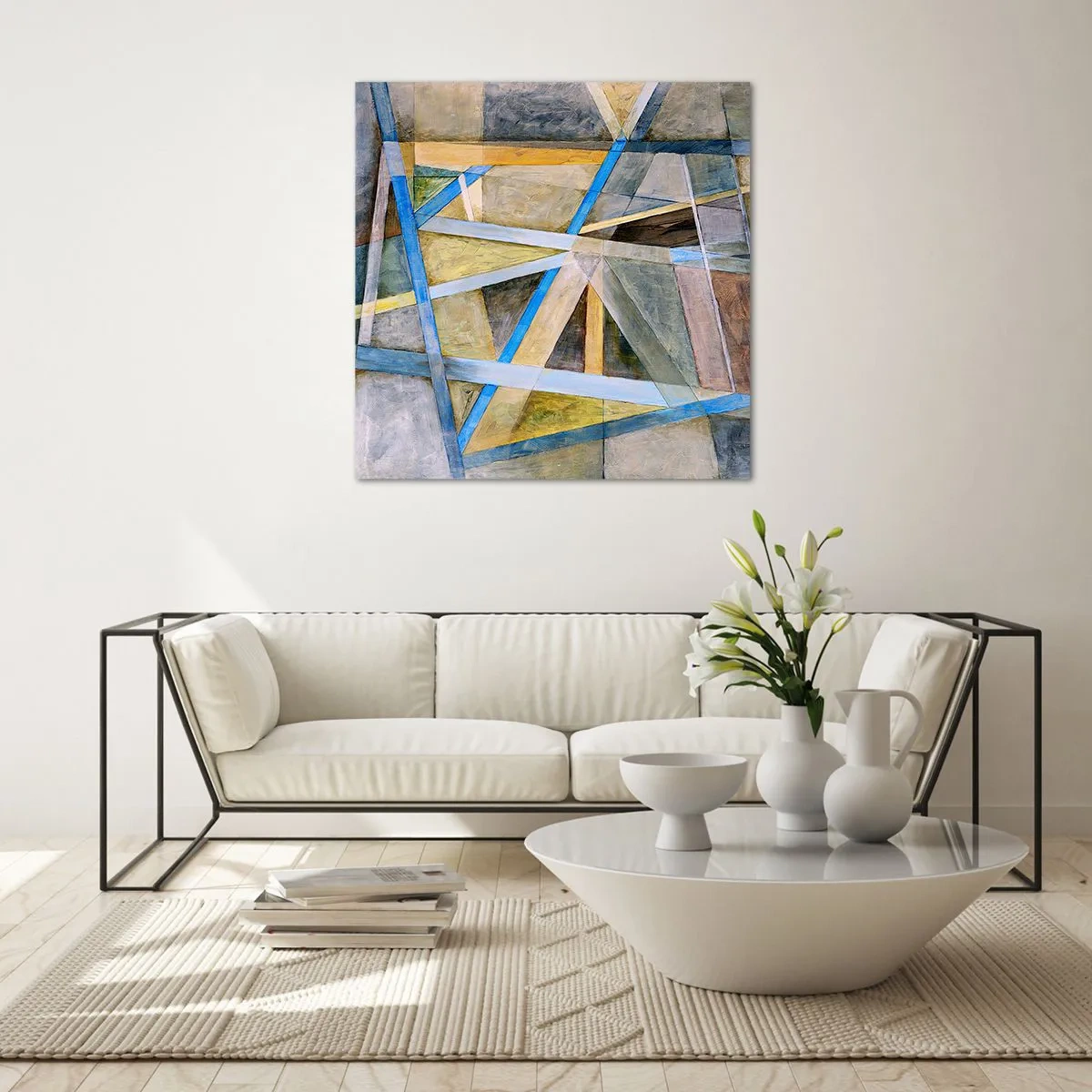 Obraz na skle - Priamo alebo diagonálne? - 30x30 cm