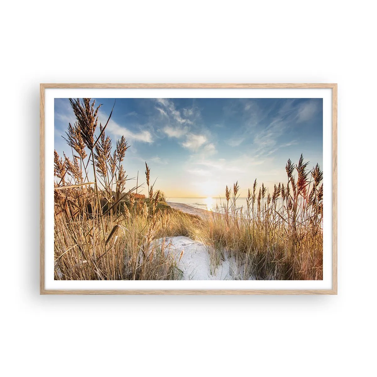 Plagát v ráme zo svetlého duba - Severná pláž - 100x70 cm
