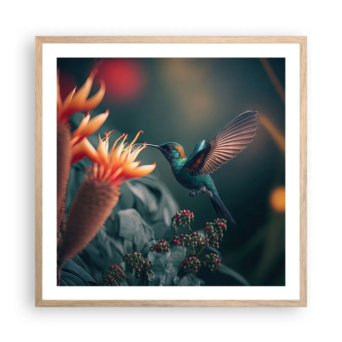 Plagát v ráme zo svetlého duba - Skutočne pestrý život - 60x60 cm