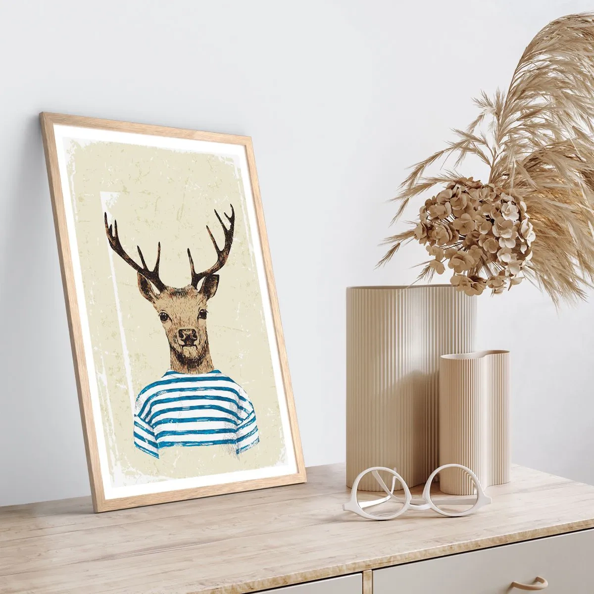 Plagát v ráme zo svetlého duba - Pretože mám rád pruhované košele! - 61x91 cm
