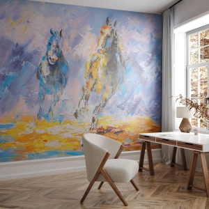 Fototapeta Premium Canvas - Cvalom cez žiaru - Zvieratá, Kone, impresionizmus - 400x280 cm