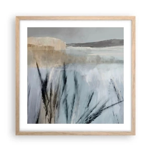 Plagát v ráme zo svetlého duba - Zimné polia - 50x50 cm