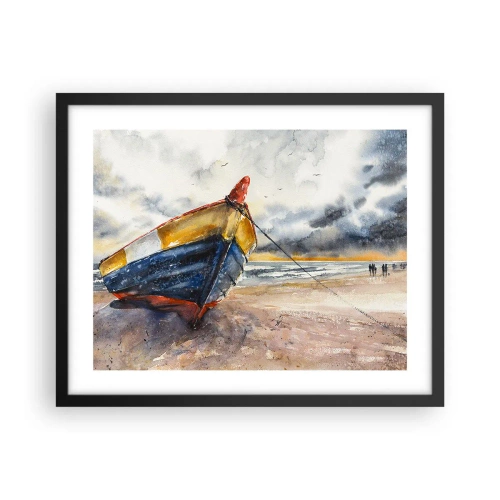 Plagát v čiernom ráme - Odpočinok na brehu - 50x40 cm