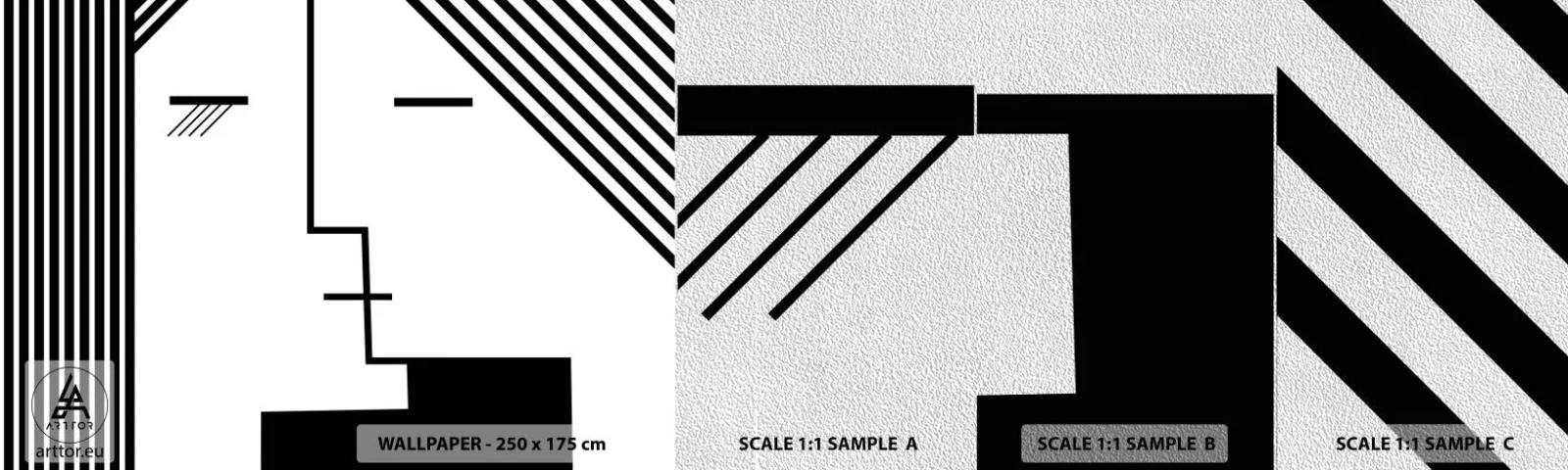 Vzorka fototapety Premium Sand - Proste bozk - Moderné umenie, Čierna a biela, Tvár - 100x30 cm