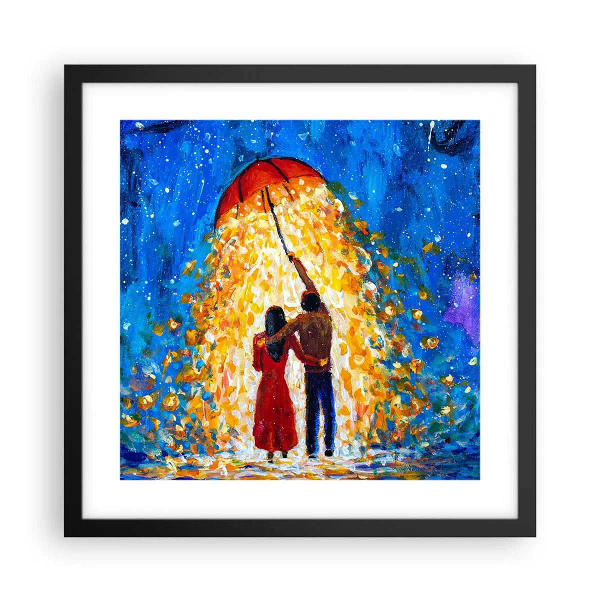 Plagát v čiernom ráme - Mágia daždivého večera? - 40x40 cm