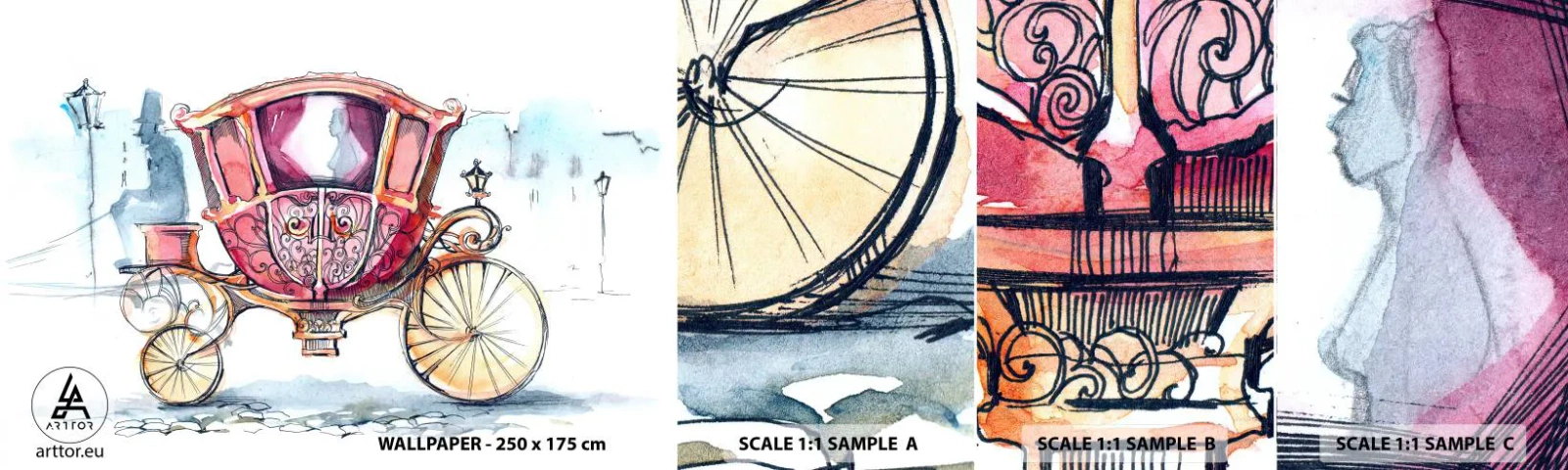 Vzorka samolepiacej fototapety Deluxe Sticker - Na svadbu alebo na ples? - Pre deti, Preprava, Výlet - 100x30 cm