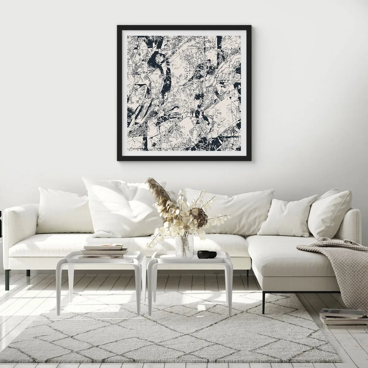 Plagát v čiernom ráme - Prelínanie protikladov - 60x60 cm