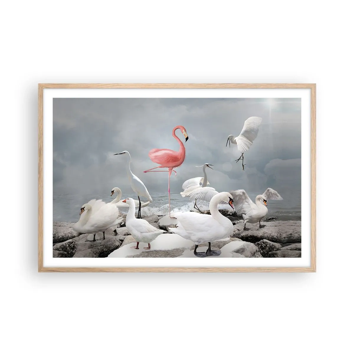 Plagát v ráme zo svetlého duba - Kde som sa tu vzal? - 91x61 cm