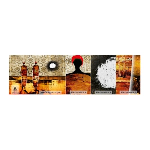 Vzorka fototapety Premium Canvas - Etnická kompozícia vo farbách Afriky - Ľudia, Afriky, Grafika - 100x30 cm
