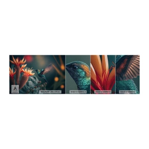 Vzorka fototapety Premium Sand - Skutočne pestrý život - Vták, Exotické, Kvetina - 100x30 cm