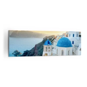 Obraz na plátne - Santorini - v náruči skál - 160x50 cm