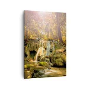 Obraz na plátne - Lesný vodopád v zeleni - 70x100 cm