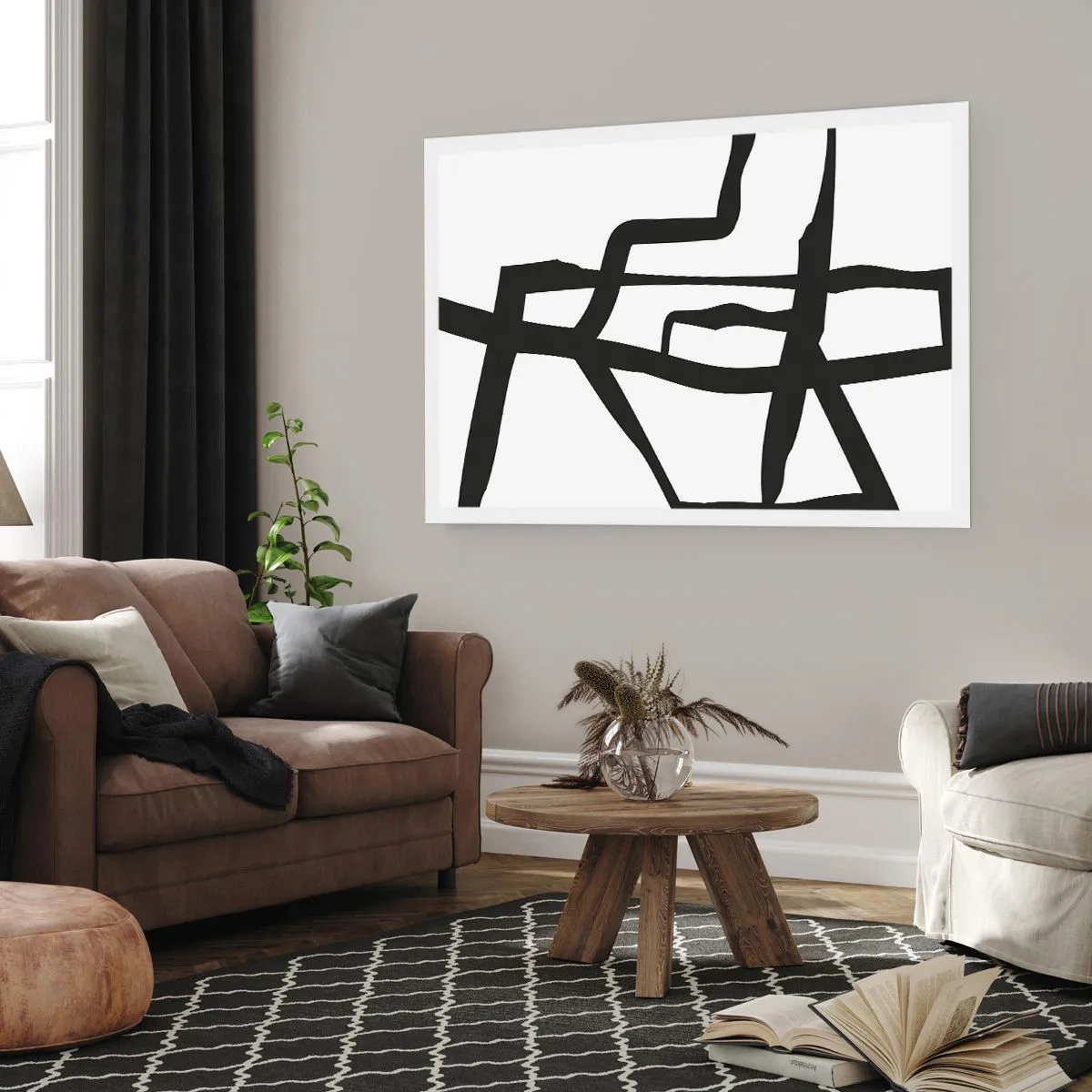 Plagát - Čiernobiela konštrukcia - 50x40 cm