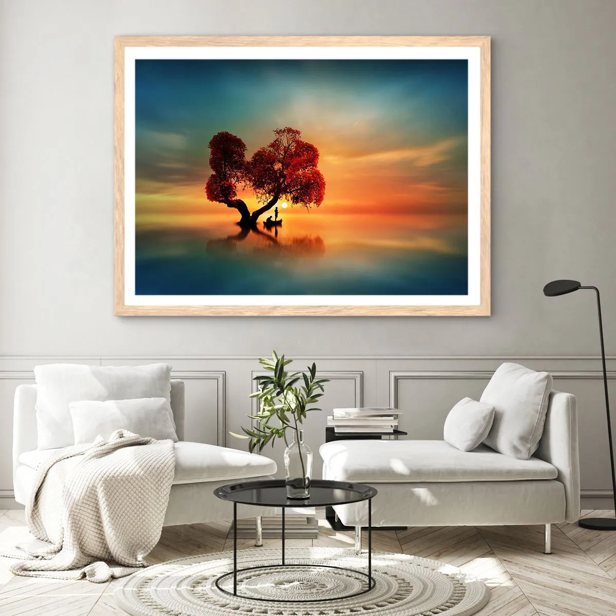 Plagát v ráme zo svetlého duba - Voda a ticho vesmíru - 50x40 cm