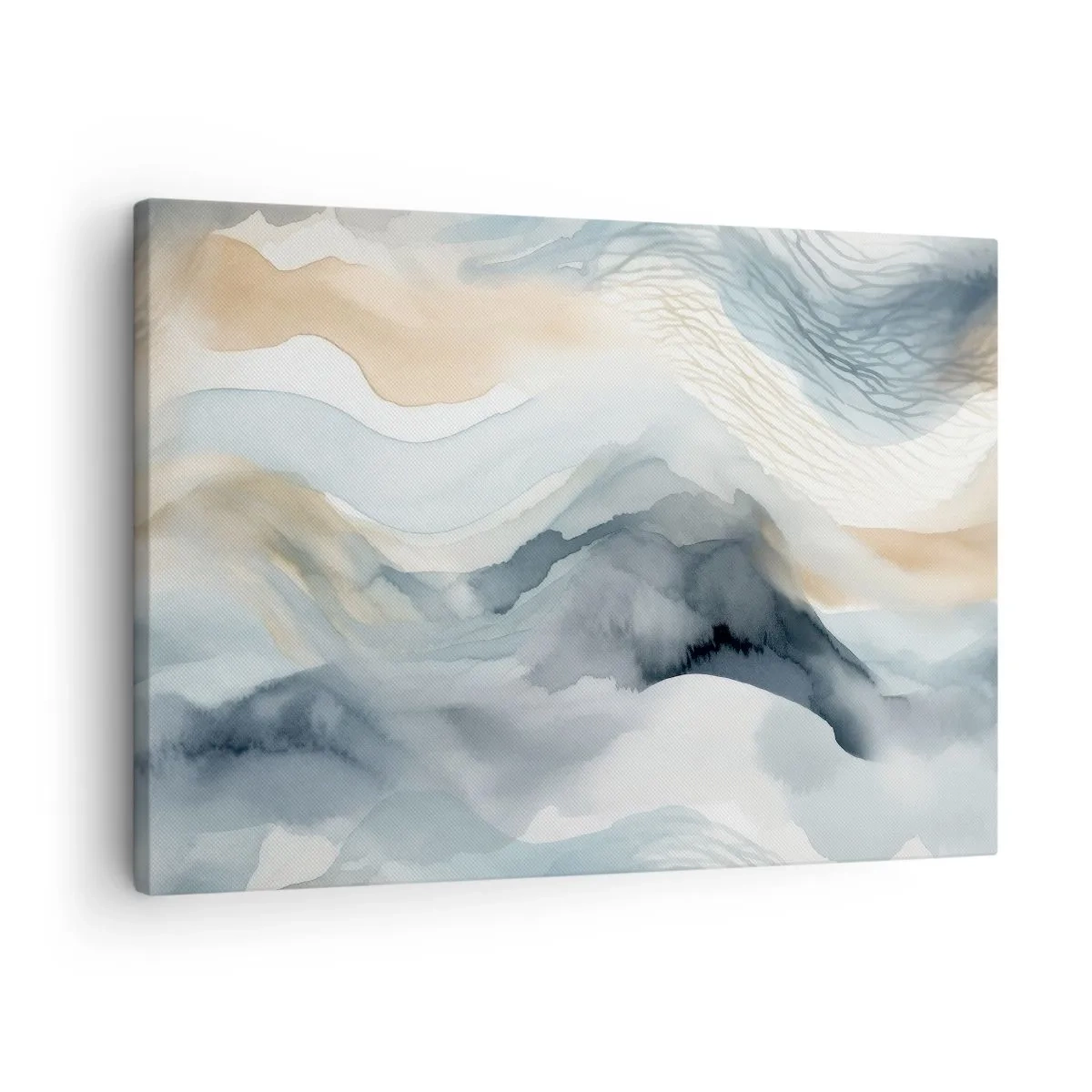 Obraz na plátne - Jemná abstrakcia s horským motívom v pastelových odtieňoch. - 70x50cm - Abstrakcia snehu a hmly - Moderná nástenná dekorácia do obývacej izby a spálne ARTTOR