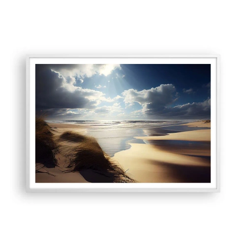 Plagát v bielom ráme - Pláž, divoká pláž - 100x70 cm