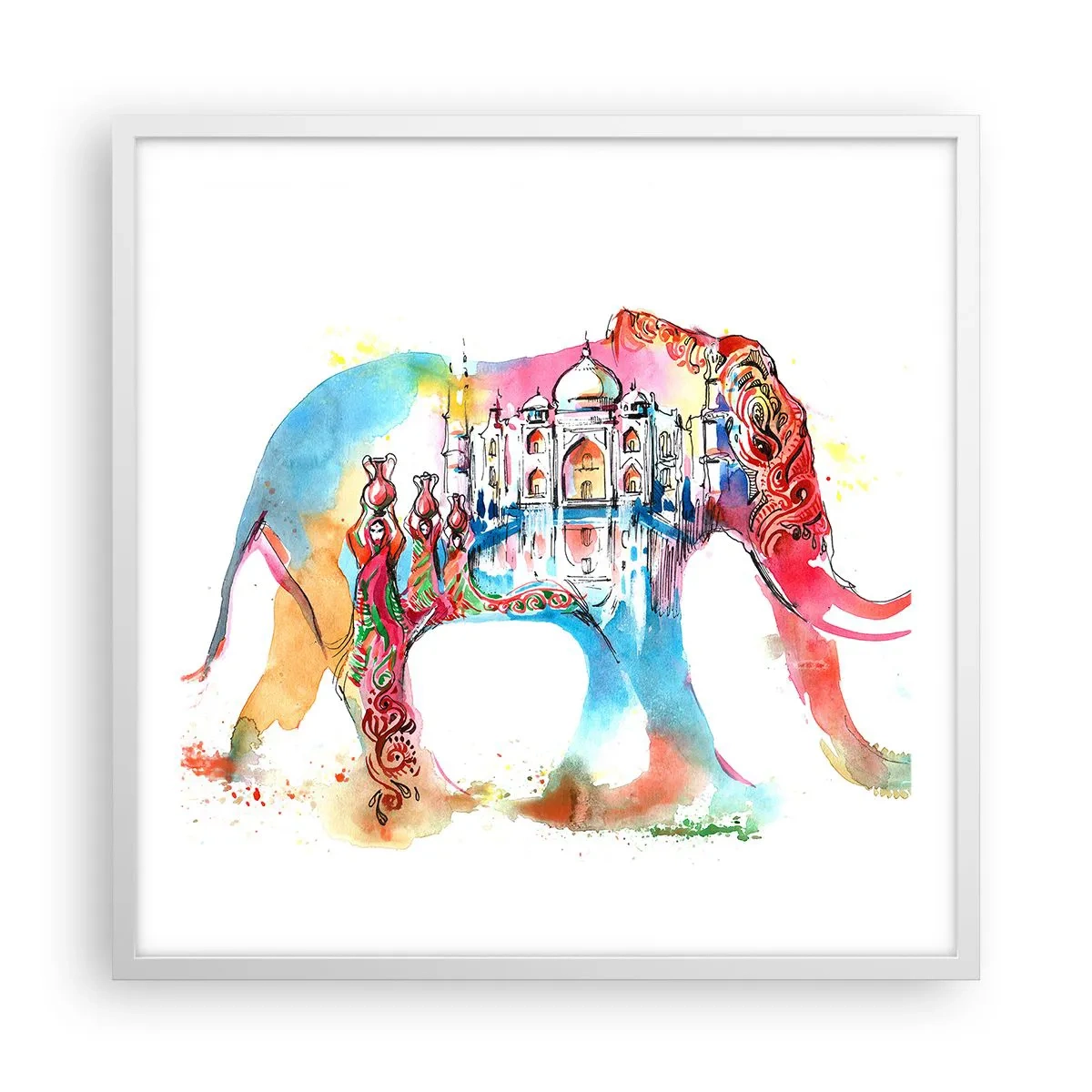 Plagát v bielom ráme - India - aura lásky - 60x60 cm