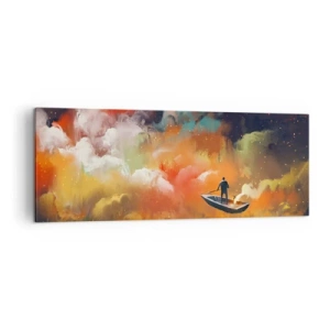 Obraz na plátne - Loďou cez galaxiu - 140x50 cm