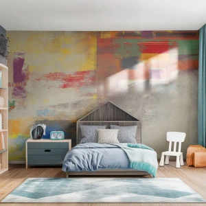 Fototapeta Standard Eco - Farebná abstrakcia s geometrickými tvarmi a textúrami - 100x70cm - Geometria farieb - Moderná nástenná dekorácia do obývacej izby a spálne ARTTOR