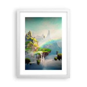 Plagát v bielom ráme - Uprostred neba - šťastné ostrovy - 30x40 cm