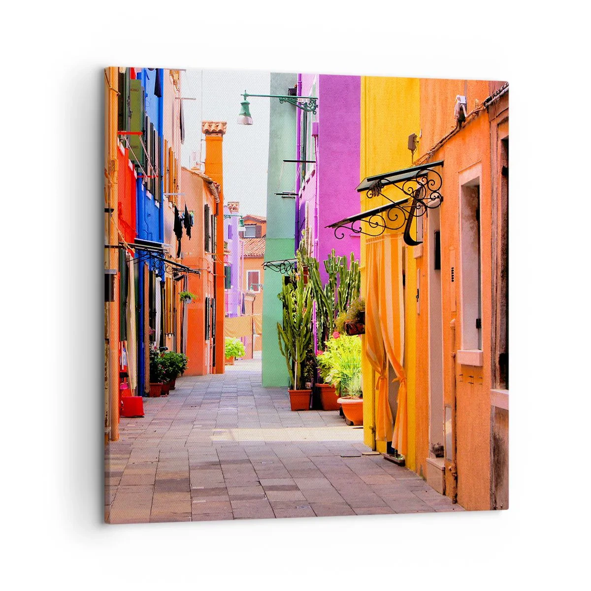 Obraz na plátne - Dúhová ulička - 50x50 cm