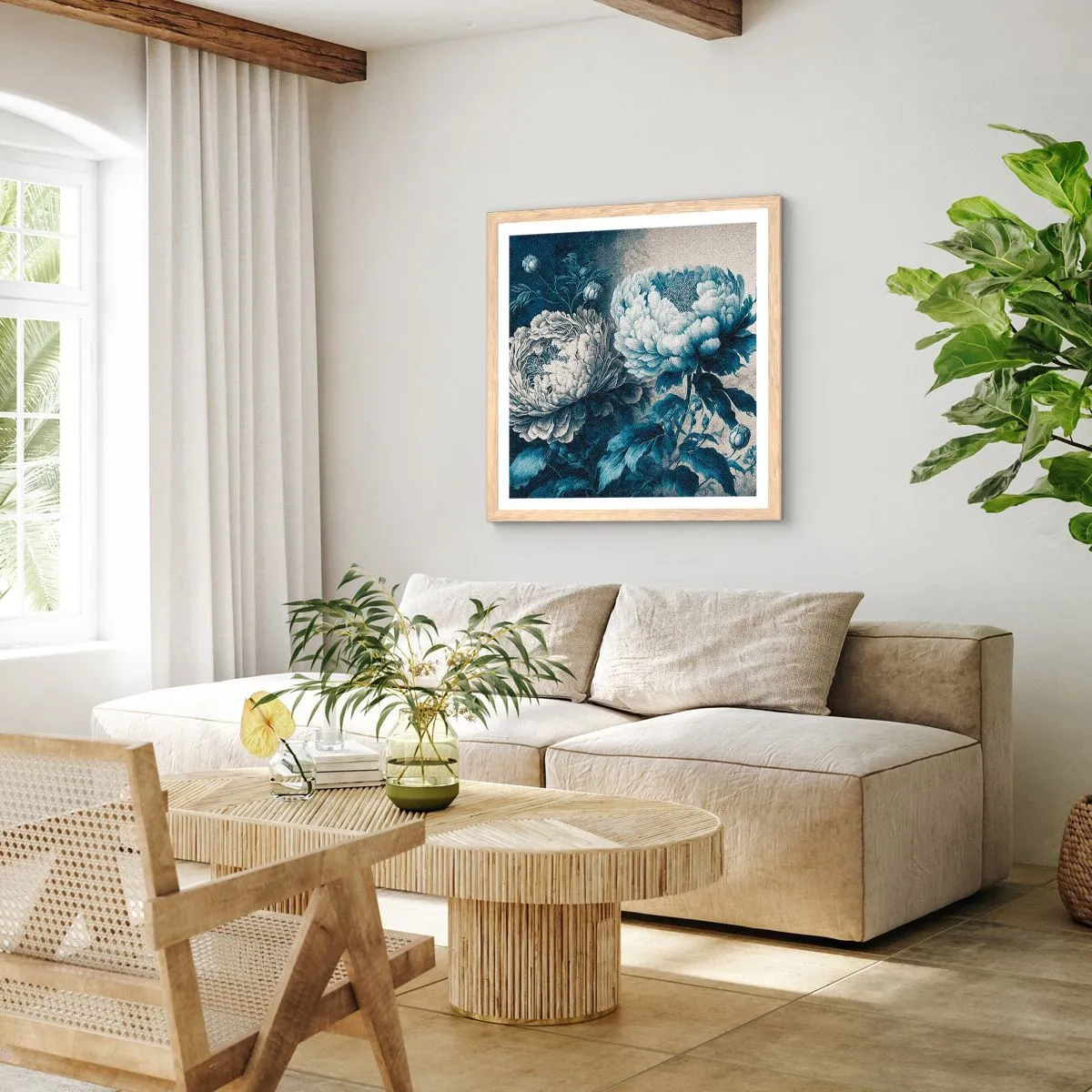 Plagát v ráme zo svetlého duba - Zhodný pár - 50x50 cm