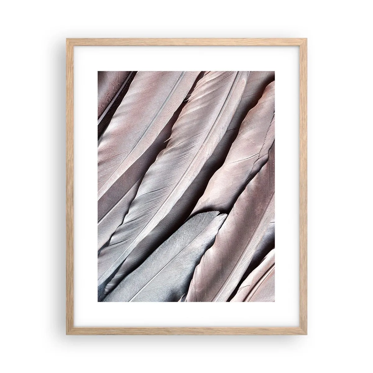 Plagát v ráme zo svetlého duba - V ružovej a striebornej - 40x50 cm