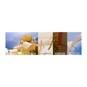 Vzorka fototapety Premium Canvas - Grécka krajina v bielej a blankytnej - Krajina, Santorini, Grécko - 100x30 cm