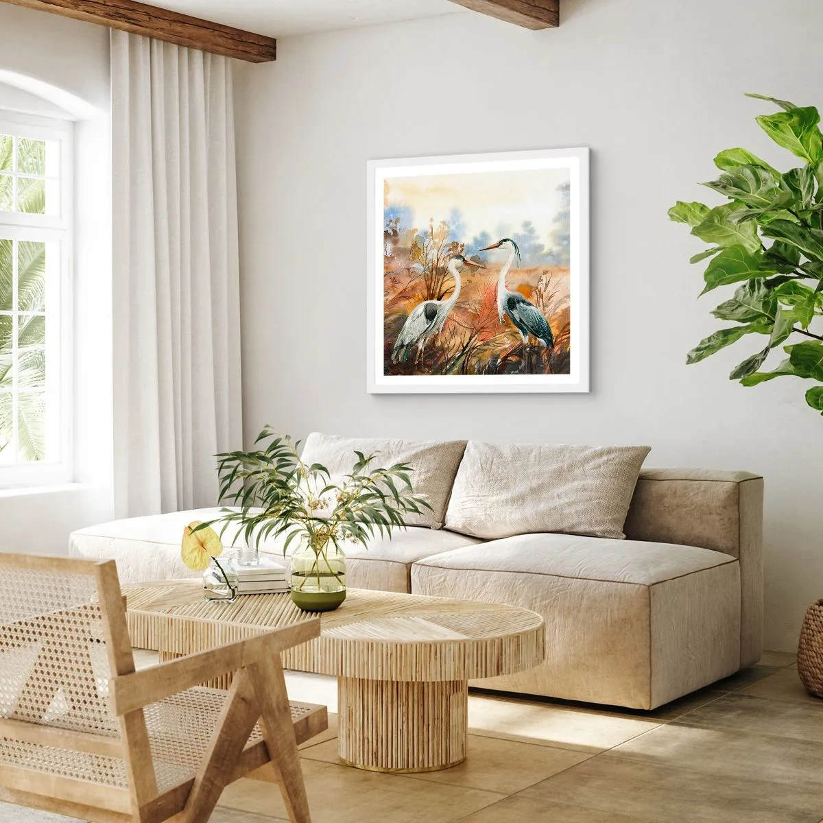 Plagát v bielom ráme - Kam na jeseň? - 60x60 cm