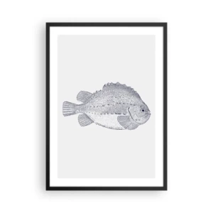 Plagát v čiernom ráme - Ilustrácia vintage rýb na svetlom pozadí - 50x70cm - Do albumu prírodovedca - Moderná nástenná dekorácia do obývacej izby a spálne ARTTOR