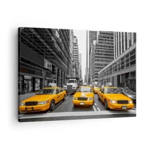 Obraz na plátne - Žlté taxíky v uliciach New Yorku - 70x50cm - To my spestrujeme mesto - Moderná nástenná dekorácia do obývacej izby a spálne ARTTOR